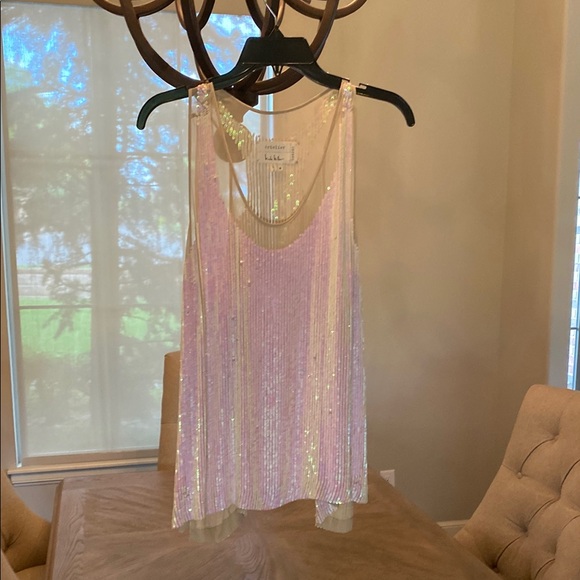 Nicole Miller Tops - Nicole Miller Pink and Gold Sequin Tank Top